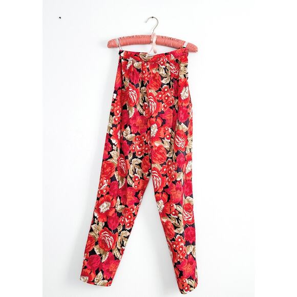 Vintage 90’s Laura Ashley Floral Cotton High Rise Tapered Leg Pants xs small - Picture 6 of 6